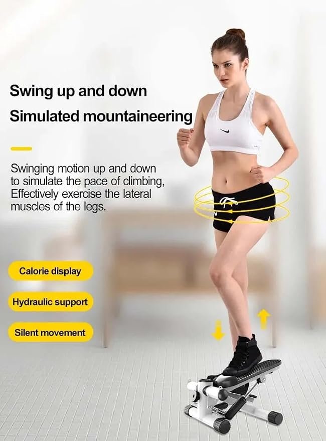61aj+kty3fL._SY879_ MYHEART Twist Stepper Machine with Resistance Bands, LCD Monitor, Tone Your Buttocks, Legs, Thighs, Waist, and More - Compact and Portable 2-in-1 Mini Stepper with Adjustable Resistance - Image 4