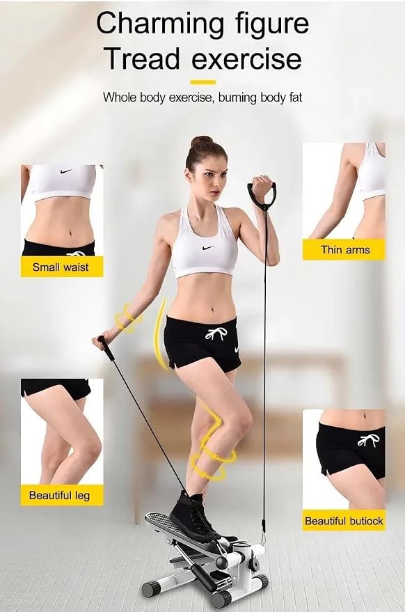 61vyq34169L._SY879_ MYHEART Twist Stepper Machine with Resistance Bands, LCD Monitor, Tone Your Buttocks, Legs, Thighs, Waist, and More - Compact and Portable 2-in-1 Mini Stepper with Adjustable Resistance - Image 2